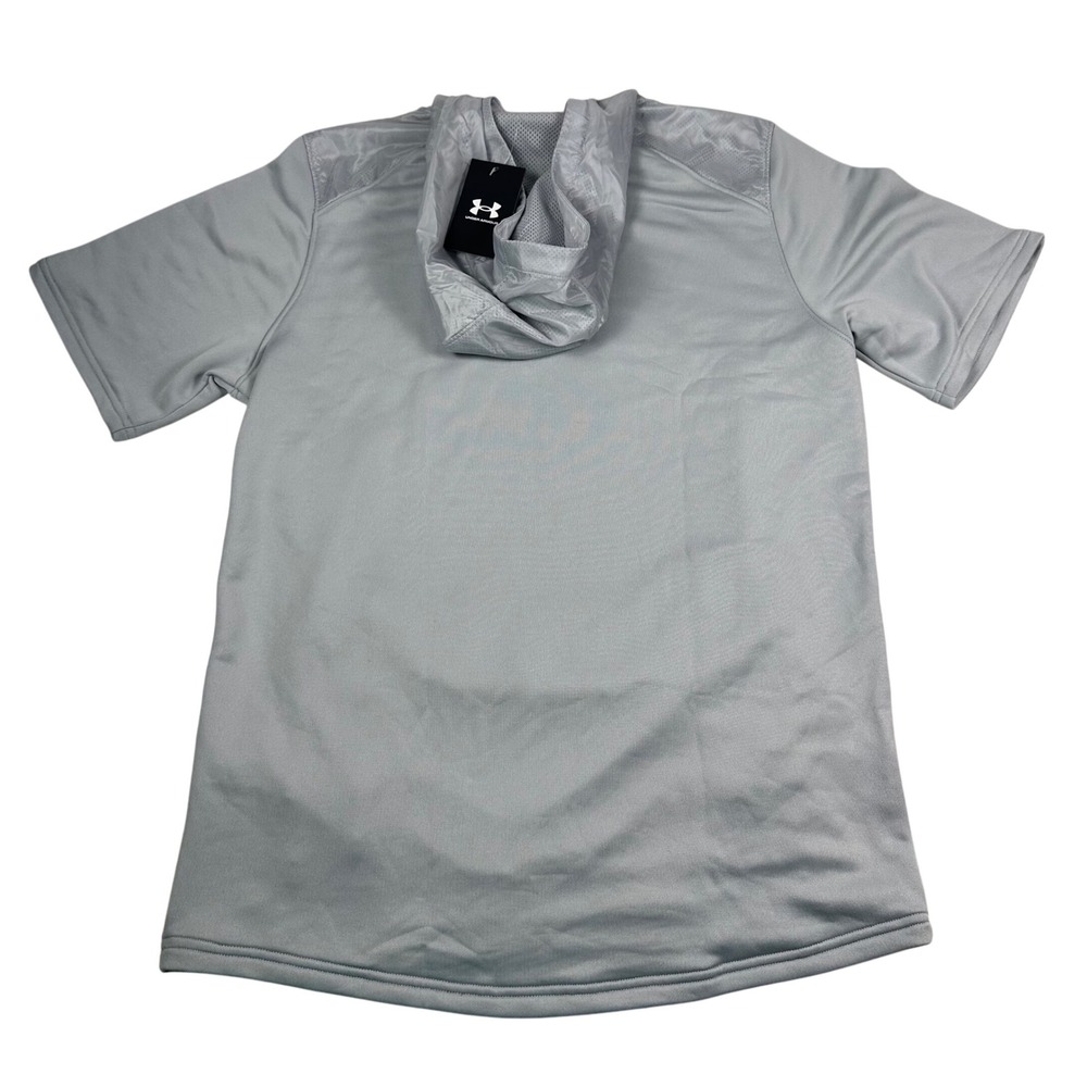 Under Armour Mens MD M Loose‎ Gray Short Sleeve Quarter Zip Hooded Pullover - Picture 2 of 6